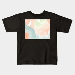 Modern Abstract Birds in Clouds Kids T-Shirt